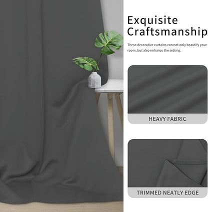 Easy-Going Blackout Curtains for Bedroom, Solid Thermal Insulated Grommet and Noise Reduction Window Drapes, Room Darkening Curtains for Living Room, 2 Panels(46x63 in, Gray)