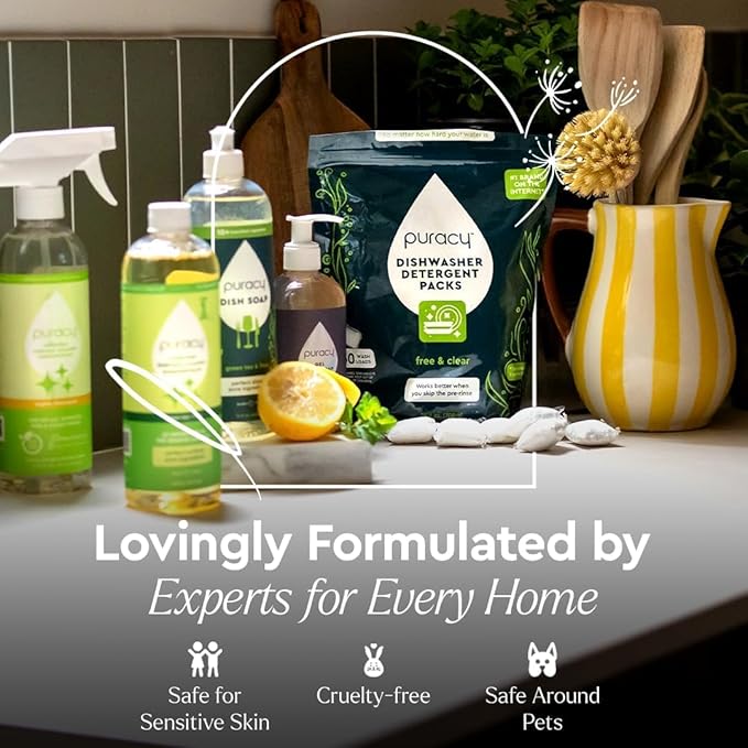 Puracy Multi-Surface Cleaner Concentrate - TikTok Trend Items, Natural All Purpose Cleaning Solution, Plant-Powered Cleaner Must Haves from TikTok Made Me Buy It (Free & Clear, 16 fl oz)