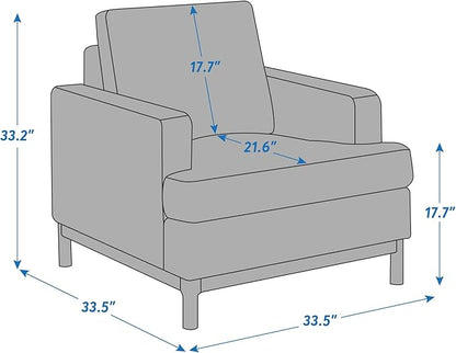 Oversized Accent Chair, Mid Century Modern Upholstered Armchair for Living Room, Comfy Chair for Bedroom Reading Chair, Single Sofa for Small Space with Rubberwood Base