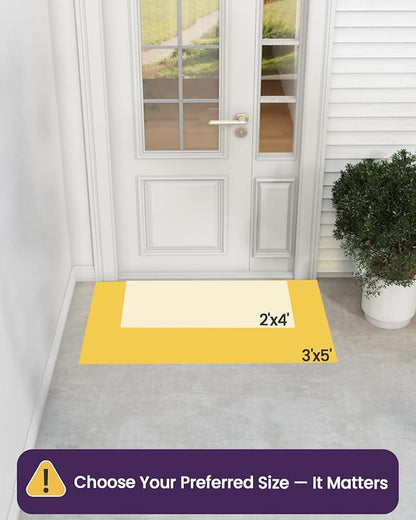 DEXI Front Door Mat Outside Entrance, Heavy Duty Non Slip Low Profile Doormat for Entryway, Trap Dirt and Moisture Welcome Mats, Easy Clean, Patio, Garage, 5x3, Blue