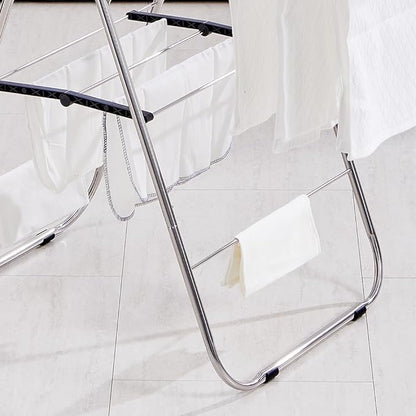 TRES BELLE 25NEW Stainless Steel Clothes Drying Rack(M)–Foldable,Lightweight,No-Slip Rods,Made in Korea,Indoor & Outdoor Use,Rust-Resistant,Towels,Underwear,Baby Clothes Drying–M Sizes