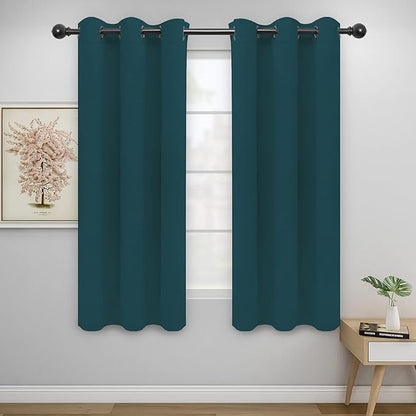 Easy-Going Blackout Curtains for Bedroom, Solid Thermal Insulated Grommet and Noise Reduction Window Drapes, Room Darkening Curtains for Living Room, 2 Panels(42x72 in, Peacock Blue)