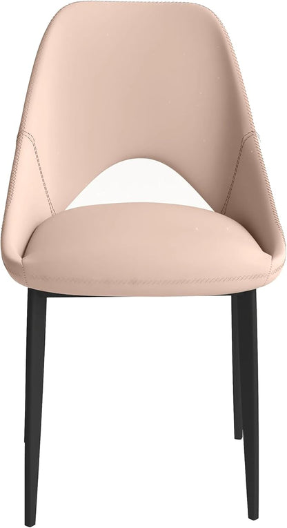 LeisureMod Amalfi Upholstered Fabric Dining Chair – Modern Side Chair with Iron Legs, Mid-Century Accent Chair for Dining Room or Kitchen
