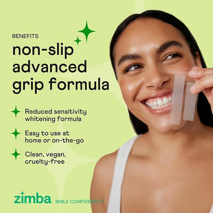Zimba Teeth Whitening Strips for Teeth Sensitive, White Strips for Teeth Whitening, Teeth Whitener Stain Remover 28 White Strips Included Per Pack, 2 Pack (14 Day Treatment), Spearmint and Watermelon