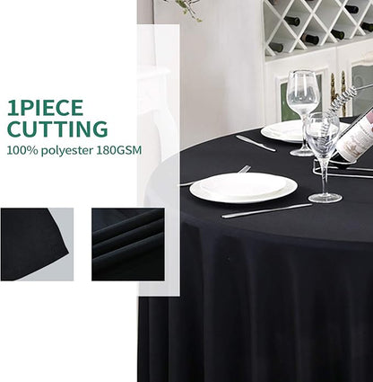 Surmente Black Tablecloth for Round Tables, 108-inch Round Table Cloths for Weddings, Banquets, or Restaurants