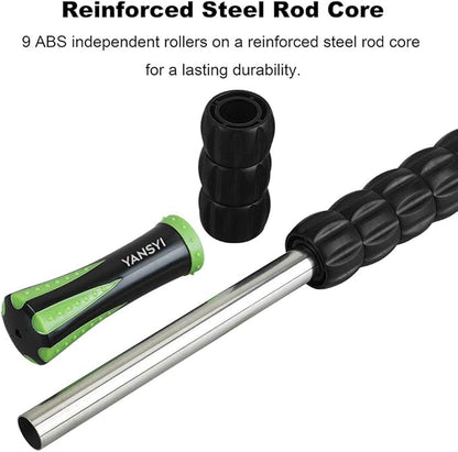 Yansyi Muscle Roller Stick for Athletes - Body Massage Roller Stick - Release Myofascial Trigger Points Reduce Muscle Soreness Tightness Leg Cramps & Back Pain for Physical Therapy & Recovery (Black)