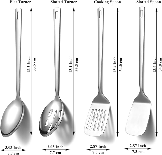 Homquen Stainless Steel Kitchen Utensils Set 4pcs, Cooking Utensils Set, Kitchen Tools Spatulas Set, Cooking Spoons, Home Essentials Kitchen Gadgets Accessories