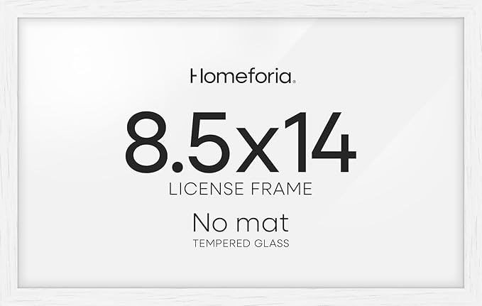 Homeforia 8.5x14 Marriage License Frame White, High End Oak 8.5x14 Certificate White Wood Frames, 8.5by14 Wooden Frame for Wall & Tabletop, 8.5 by 14 Picture Frames, Tempered Glass, Wall Kit, Set of 1