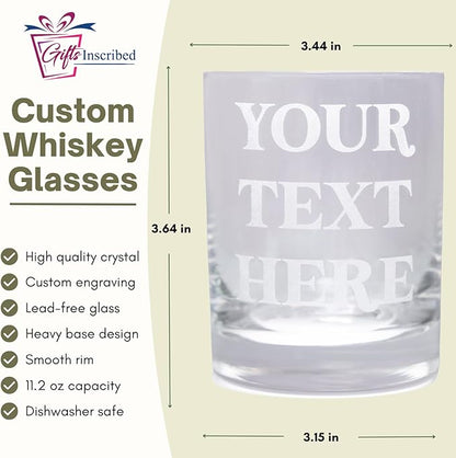 Gifts Inscribed Personalized Whiskey Decanter Set - Engraved Whiskey Decanter Bottle & Set of 4 Custom Drinking Glasses Laser Etched - Customized Whiskey Gift for Wedding, Anniversary, Birthday, Dad