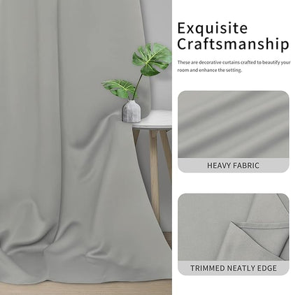 Easy-Going Blackout Curtains for Bedroom, Solid Thermal Insulated Grommet and Noise Reduction Window Drapes, Room Darkening Curtains for Living Room, 2 Panels(42x84 in, Light Gray)