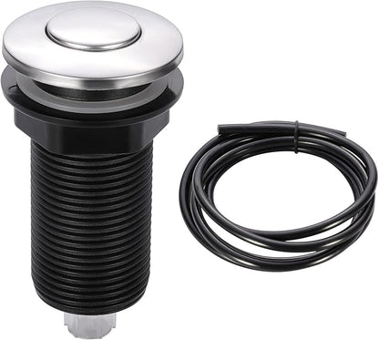 RQYEKDO Garbage Disposal Air Switch Kitchen Sink Top Long Stainless Steel Polished Nickel Long 2.5" for Food and Waste Disposal On/Off Air Button Parts Polished