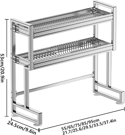 Kitchen Sink Rack Sink Above The Dish Drain Dish Washing Rack Stainless Steel Multifunctional Dish Storage Rack,Over The Sink Drying Rack for Dishes(2,65cm/25.6in)