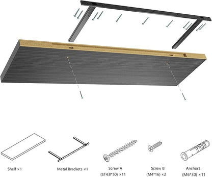 Wall Shelf Set of 2,Dark Wood Floating Shelves 30 in W x 10 in D x 1 in H, Wooden Floating Wall Shelf with Invisible Brackets for Living Room/Bedroom/Bathroom/Kitchen Storage and Decor