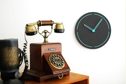 Stephanie Imports Modern Minimalist Dark Concrete Gray Silent Wall Clock (Teal)