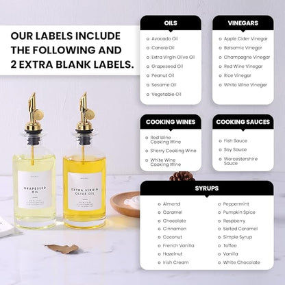 Molimoli - Premium Olive Oil Dispenser Bottles for Kitchen with Pourer - Oil and Vinegar Dispenser Set, Glass Dispenser for Kitchen, Dispenser Bottle of 350ml - Set of 2