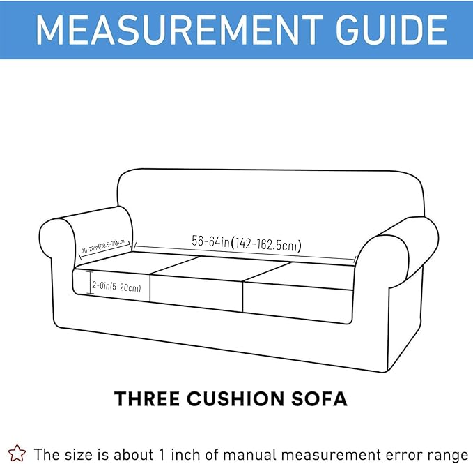 hyha Waterproof Couch Cushion Covers for Pets, Non Slip Sofa Seat Cover for Dogs Washable, Soft Thick Stretch Jacquard Fabric, Sofa Slipcovers with Elastic Bottom (1 Piece for Large, Middle Grey)