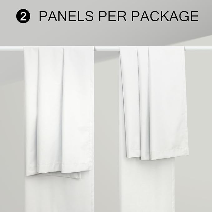80 Inch Closet Curtains for Open Closet Doors Sliding Panels Neutral White Linen Blackout Curtain for Bedroom Window Light Blocking Insulated Drapes for Summer Heat Living Room Back Tab Length 80 Long