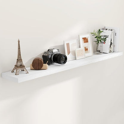72 Inch Floating Shelves White, 72 x 9 Rustic Wooden Fireplace Mantel, 9 Inch Floating Shelf for Wall, Farmhouse Wall Shelves for Home Storage & Display