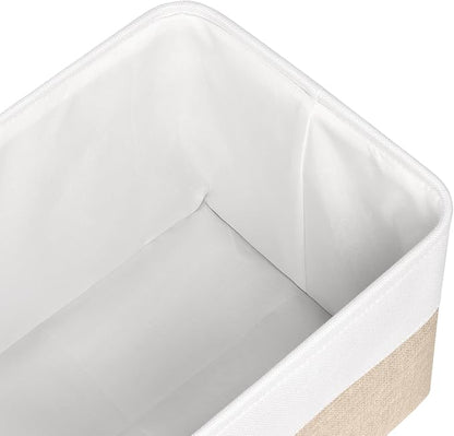 Kntiwiwo Large Fabric Foldable Storage Bin 17" x 11.8" x 9.8" Storage Baskets with Handle Large Cube Storage boxes for Closet, Shelves, Home, Set of 3, Beige