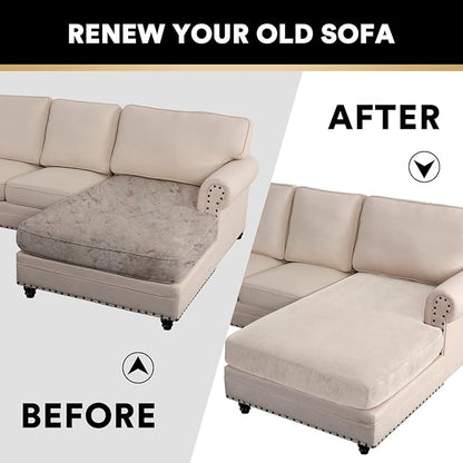 PrinceDeco Sectional Couch Covers Velvet Couch Cover for Dogs Washable L Shaped Couch Cover 1 Piece Individual Sectional Couch Covers with Elastic Bottom(Chaise Lounge,Ivory)