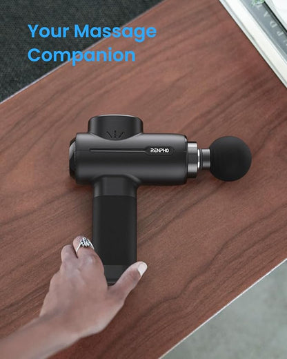 RENPHO Massage Gun Deep Tissue, Portable Percussion Muscle Massager with Bluetooth, Handheld Device for Back and Neck, Carry Case, Gifts for Men and Women