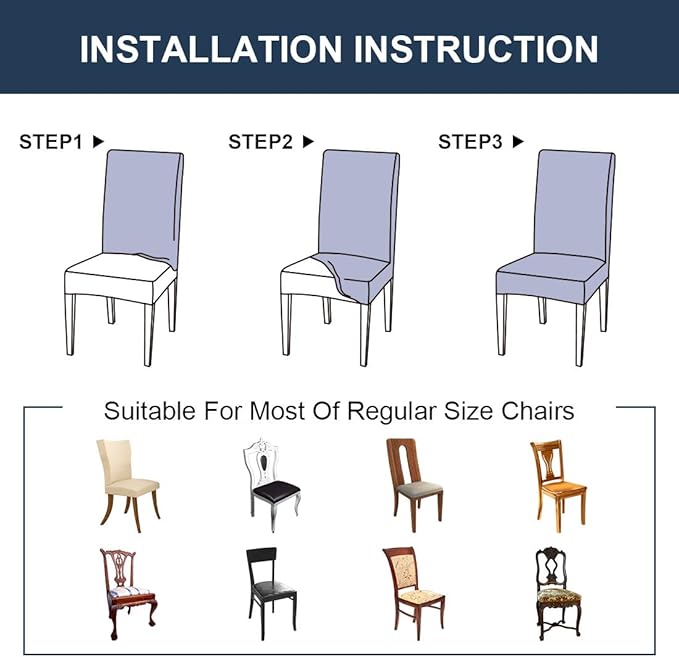 JQinHome 2 Pcs Dining Chair Slipcover,High Stretch Removable Washable Chair Seat Protector Cover for Home Party Hotel Wedding Ceremony
