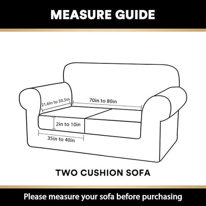 PrinceDeco Velvet Couch Cushion Cover Soft Stretch Cushion Slipcover for Chair Loveseat Sofa Cushion Furniture Protector Seat Cushion Sofa Cover (2 Piece Large Sofa Cushion Covers, Brown)