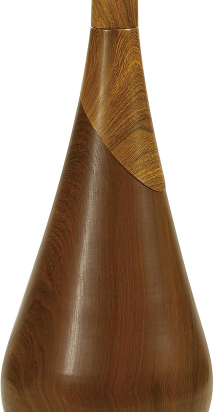GLOBE Electric Novogratz x Harrington 65" Floor Lamp, 2-Tone Faux Wood Base, White Fabric Shade, Socket Rotary Switch 67225