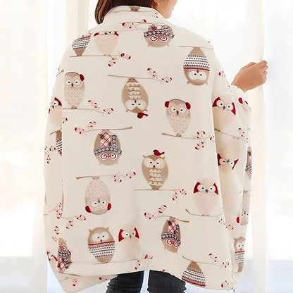 UKELER Owl Sherpa Fleece Blanket Queen Size 80''×90''- Ultra Soft Cozy Flannel Blanket for Bed/Couch/Sofa/Office/Camping, Great Gift for Women's Day,Mother's Day,Father's Day,Thanksgiving,Christmas