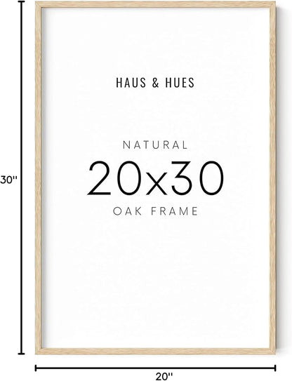 HAUS AND HUES Picture Frame, 20 x 30 inches, Beige Wood, Poster Frame, Natural Finish, Lightweight, for Horizontal and Vertical Wall Mount