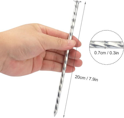 60 PCS 8 Inch Spiral Metal Galvanized Landscape Spikes, Galvanized Non-Rust Metal Garden Stakes, Garden Nails for Artificial Turf, Weed Barrier, Tent, Carpentry and More, by GENHAKON.