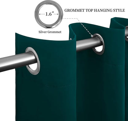 Easy-Going Blackout Curtains for Bedroom, Solid Thermal Insulated Grommet and Noise Reduction Window Drapes, Room Darkening Curtains for Living Room, 2 Panels (52x108 in,Deep Teal)