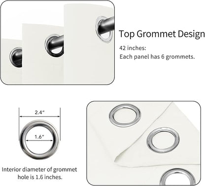 Easy-Going Blackout Curtains for Bedroom, Solid Thermal Insulated Grommet and Noise Reduction Window Drapes, Room Darkening Curtains for Living Room, 2 Panels (42x36 in, Ivory)