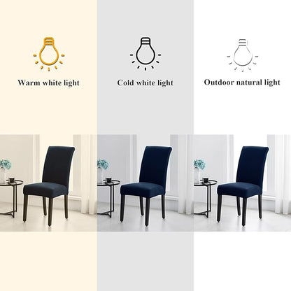 Joccun Chair Covers for Dining Room Set of 2,Dining Chair Slipcovers Stretch Dining Room Chair Covers Seat Protector,Washable Parsons Chair Cover for Home,Hotel,Banquet(Navy,2 Pack)