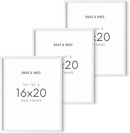 HAUS AND HUES 16x20 Frames Set of 3 - White Picture Pack Poster 16x20, Wall Frame Collage Decor 16 x 20 (White Oak Frame)