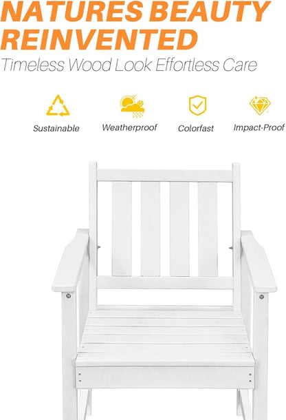 Patio Dining Chair Set of 2, HDPE Outdoor Dining Chair, Ergonomic HDPE Dining Chairs with Deep Seating, All Weather Outdoor Chairs Furniture for Backyard, Deck, Garden, Poolside, Pearl