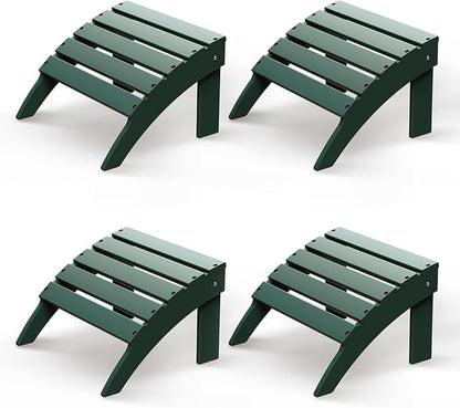 GREENVINES Adirondack-Ottoman | Set of 4 | HDPE Plastic | Outdoor Footrest | All Weather | Foot Rest | Foot Stool | Forest | for Adirondack Chair | for Patio Backyard Pool