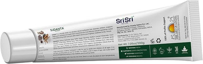 Sri Sri Tattva Sudanta Herbal Toothpaste for Oral Care Protection - Fluoride Free Ayurvedic Toothpaste to Strengthen Teeth and Gums Without Causing Sensitivity - All Natural (200g) Pack of 2