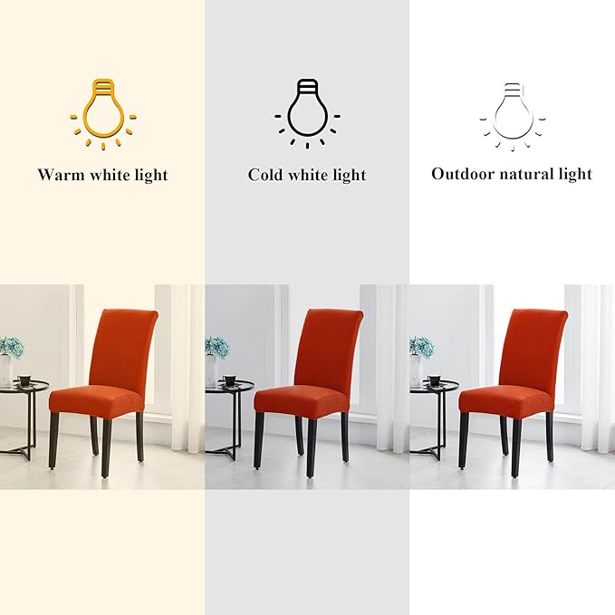 Joccun Chair Covers for Dining Room Set of 8, Dining Chair Slipcovers Stretch Dining Room Chair Covers Seat Protector,Washable Parsons Chair Cover for Home,Hotel,Banquet(Pureed Pumpkin,8 Pack)