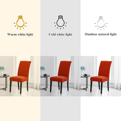 Joccun Chair Covers for Dining Room Set of 8, Dining Chair Slipcovers Stretch Dining Room Chair Covers Seat Protector,Washable Parsons Chair Cover for Home,Hotel,Banquet(Pureed Pumpkin,8 Pack)