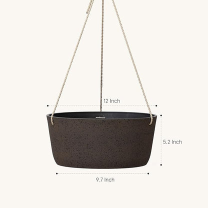 La Jolie Maison Large Hanging Planters - 12 Inch Outdoor Flower Pots, Hanging Garden Planters Set of 2, Iron Color