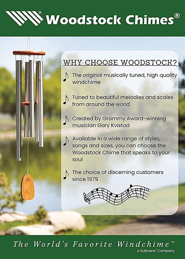 Woodstock Chimes Neptune Wind Chime for Outside 54" Large Evergreen, Deep Tone Sound for Outdoor Garden, Patio, Porch Decor, Encore Collection DCE54