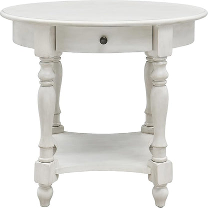 MODERION Oval End Table with Drawer, Solid Wood Sofa Side Storage Shelf, Traditional Living Room Corner Table, Nightstand, Easy Assembly 28INCH x 22INCH 24INCH Antique Walnut CJZ2233RW White