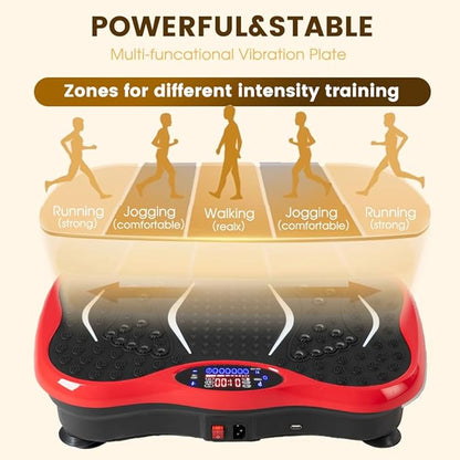 Vibration Plate Exercise Machine for Whole Body Workout - Home Fitness Vibrating Platform with Resistance Bands - Improve Circulation, Muscle Tone & Bone Density - Supports Up to 330 lbs