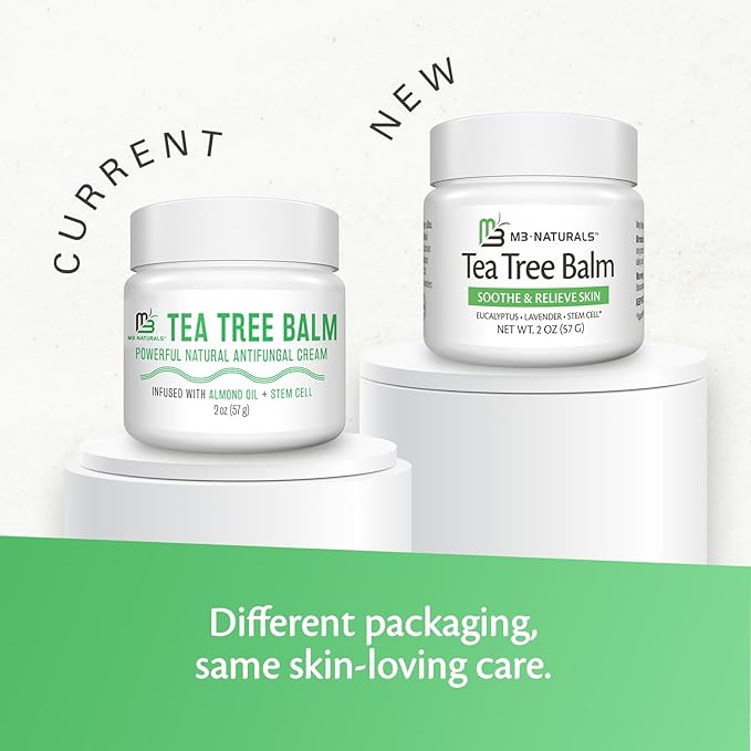 M3 Naturals Tea Tree Oil Foot Balm – Soothing Moisturizer for Dry, Cracked Feet & Nails | Hydrating & Nourishing Skin Care for Tired, Rough, and Calloused Feet | Refreshing 2 oz Balm