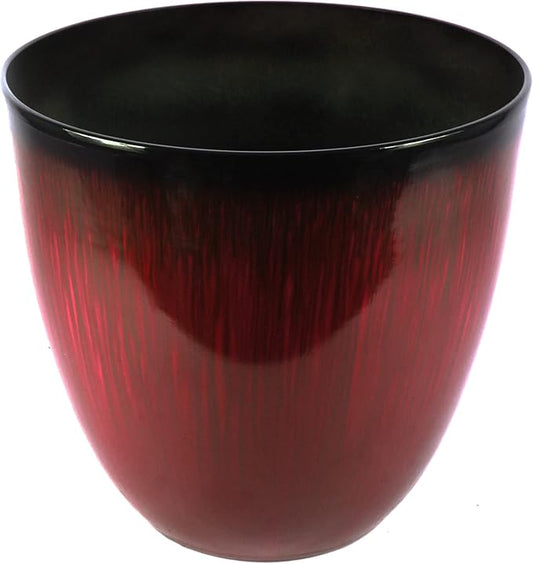 (EPR18-105 Large Egg Shaped Planter - Modern Indoor & Outdoor Decorative Flower Pot/Box (18 Inch, Red Flower)