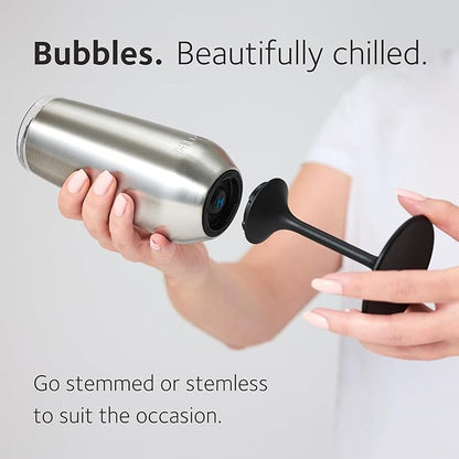Huski Champagne Flute | NEW | Award-winning Design with Detachable Stem | Premium Stainless Steel Champagne Glass with Lid | Triple Insulated Tumbler | 8oz Capacity | Great Gift (Brushed Stainless)