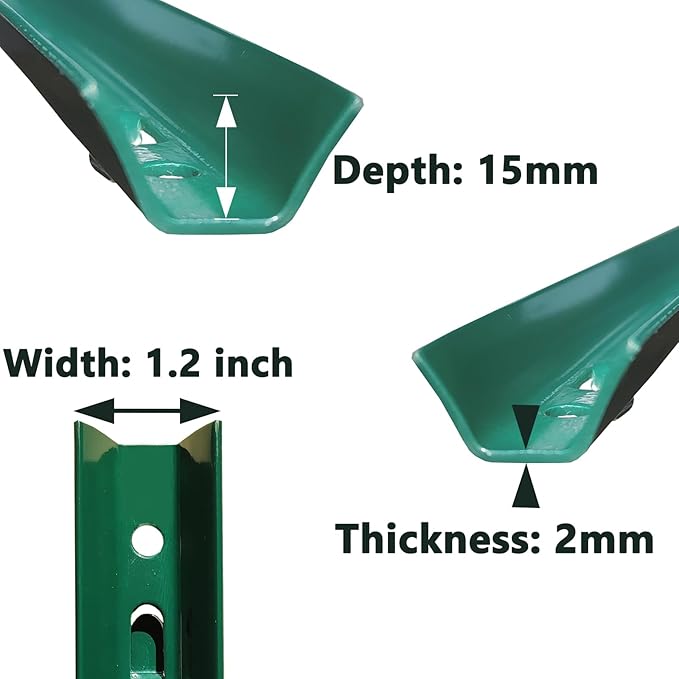 ARIFARO Sturdy Duty Metal Fence Posts 3 Feet,Pack of 10, 3-4-5-6-7 Feet No Digging Garden U Post for Wire Fencing Steel Fencing Poles for Yard, Outdoor
