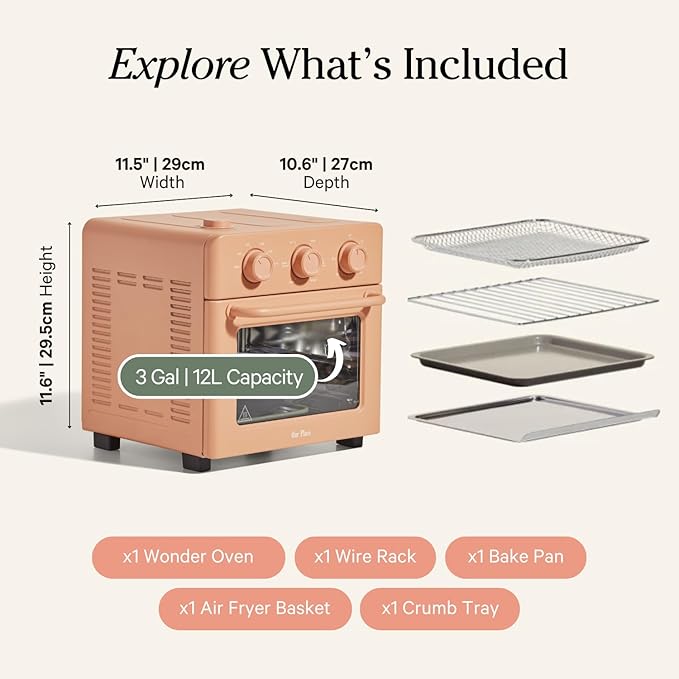 Our Place Wonder Oven | 6-in-1 Air Fryer & Toaster Oven with Steam Infusion | Compact, Countertop Friendly, Fast Preheat, Multifunctional | Air Fry, Toast, Roast, Bake, Reheat & Broil | Spice