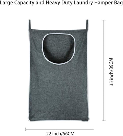 XL Large Hanging Laundry Bag with Hanging Hooks, Over the Door Laundry Bag and Hanging Laundry Hamper with Zipper, Hanging Storage Bag for Laundry, Toys, Towels, 36x 22 Inch,Grey.